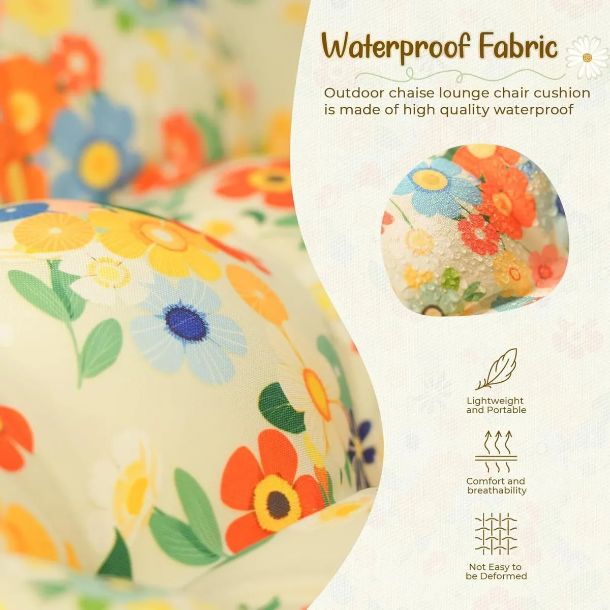 Sun Lounger Cushion Only Replacement Waterproof - Image 4