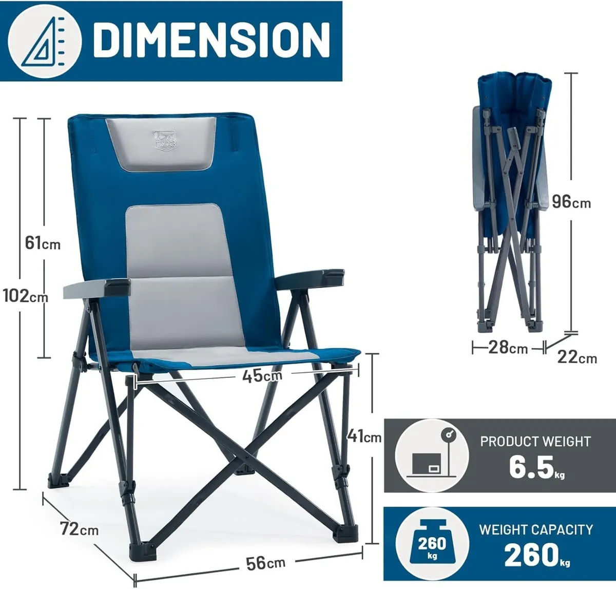 Folding Camping Chairs for Adults 260kg Capacity - Image 3