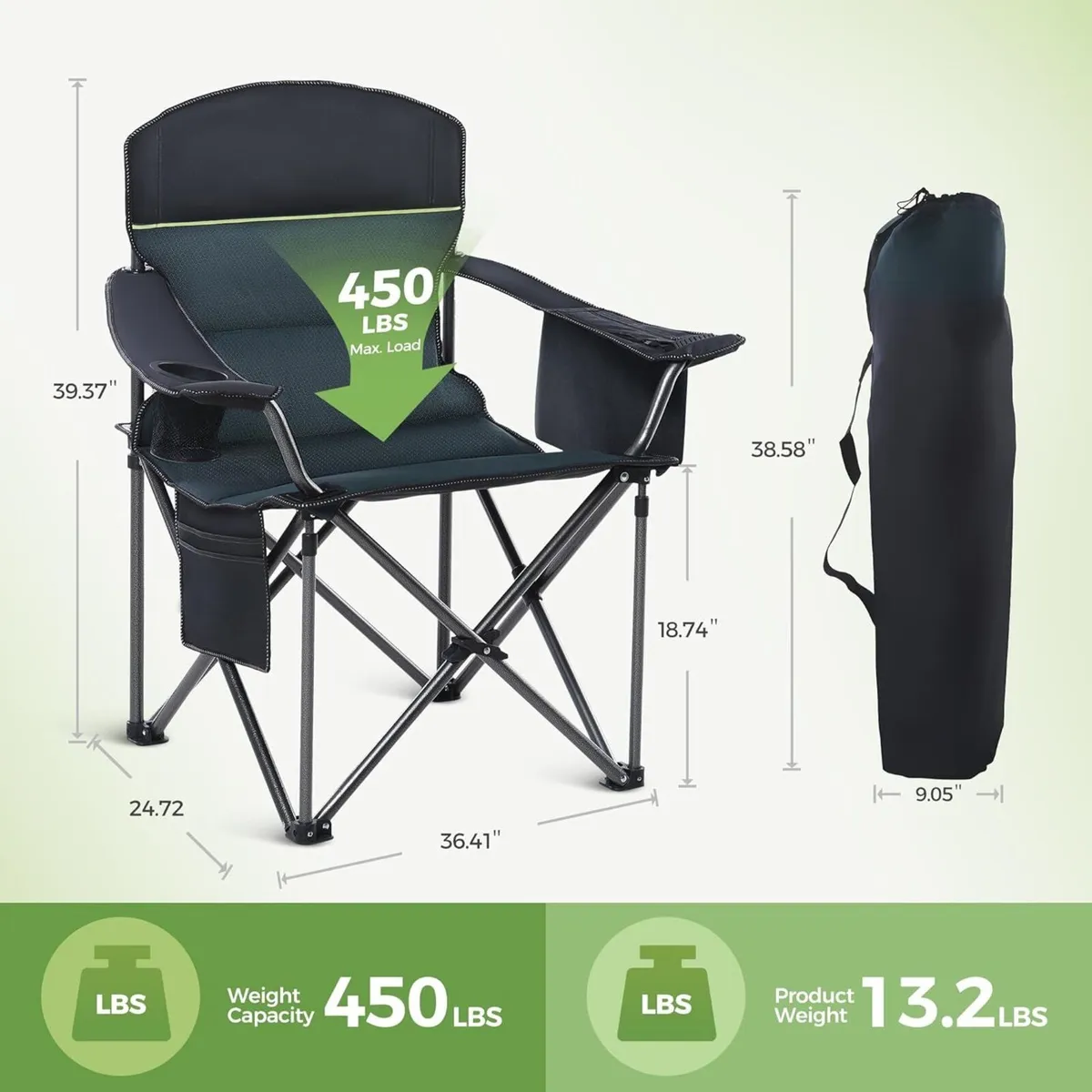 Heavy Duty Padded Outdoor Camping Folding Chair - Image 3