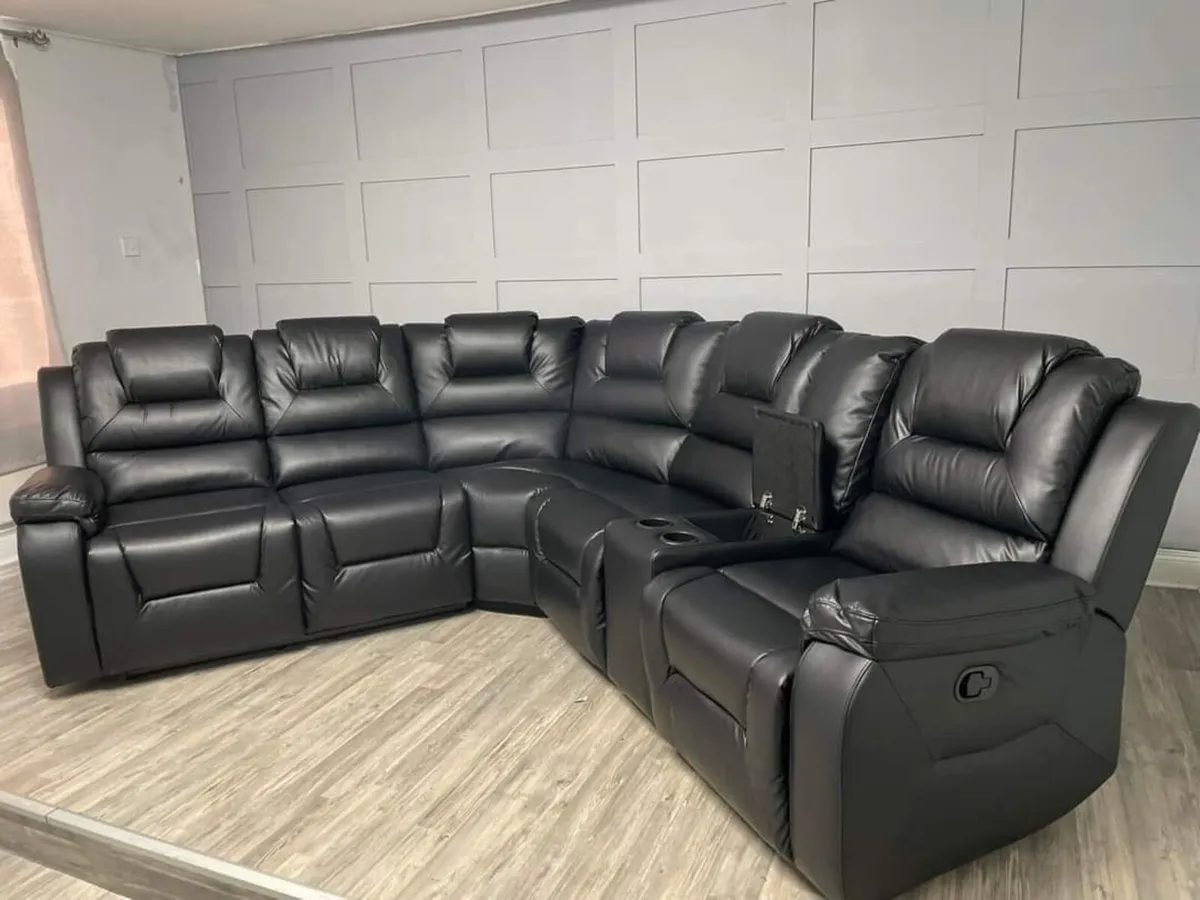 Axel Corner Leather Recliner Sofa With Console - Image 3
