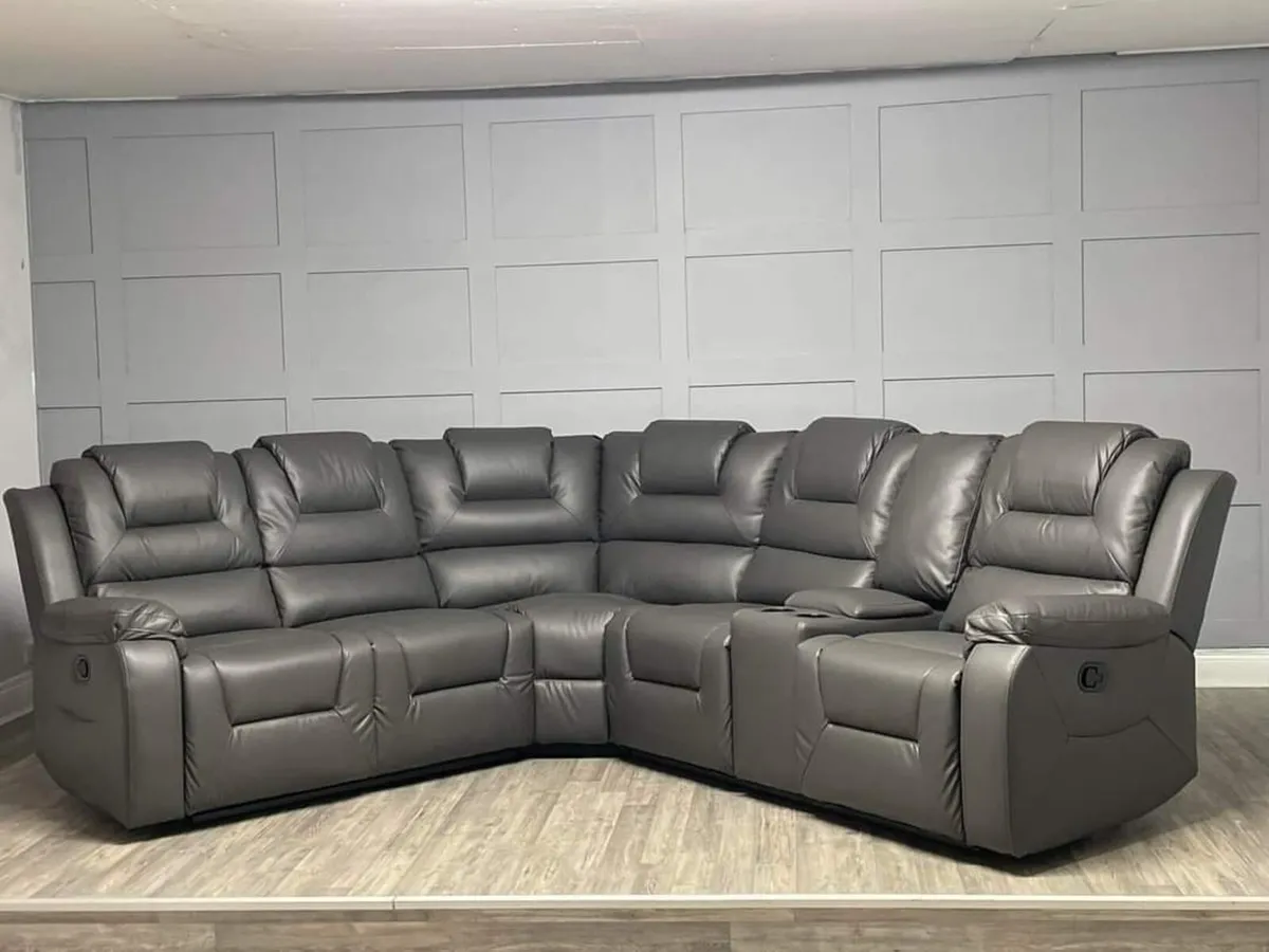 Axel Corner Leather Recliner Sofa With Console - Image 1