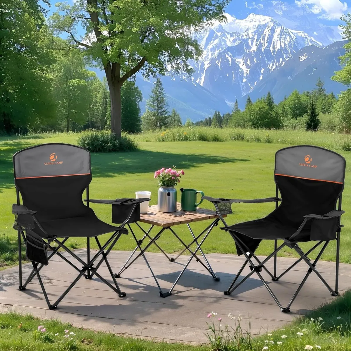 Camping Chairs 2 Pack Set of Folding Chair - Image 2