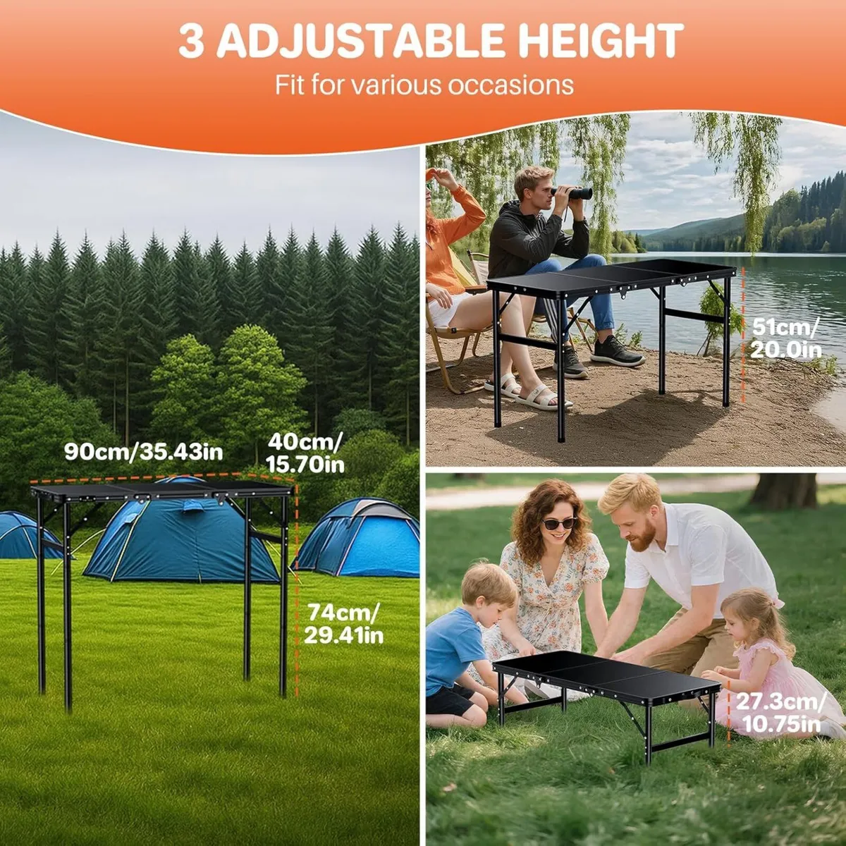 Camping Folding Table with Carrying Bag(90x40cm) - Image 2