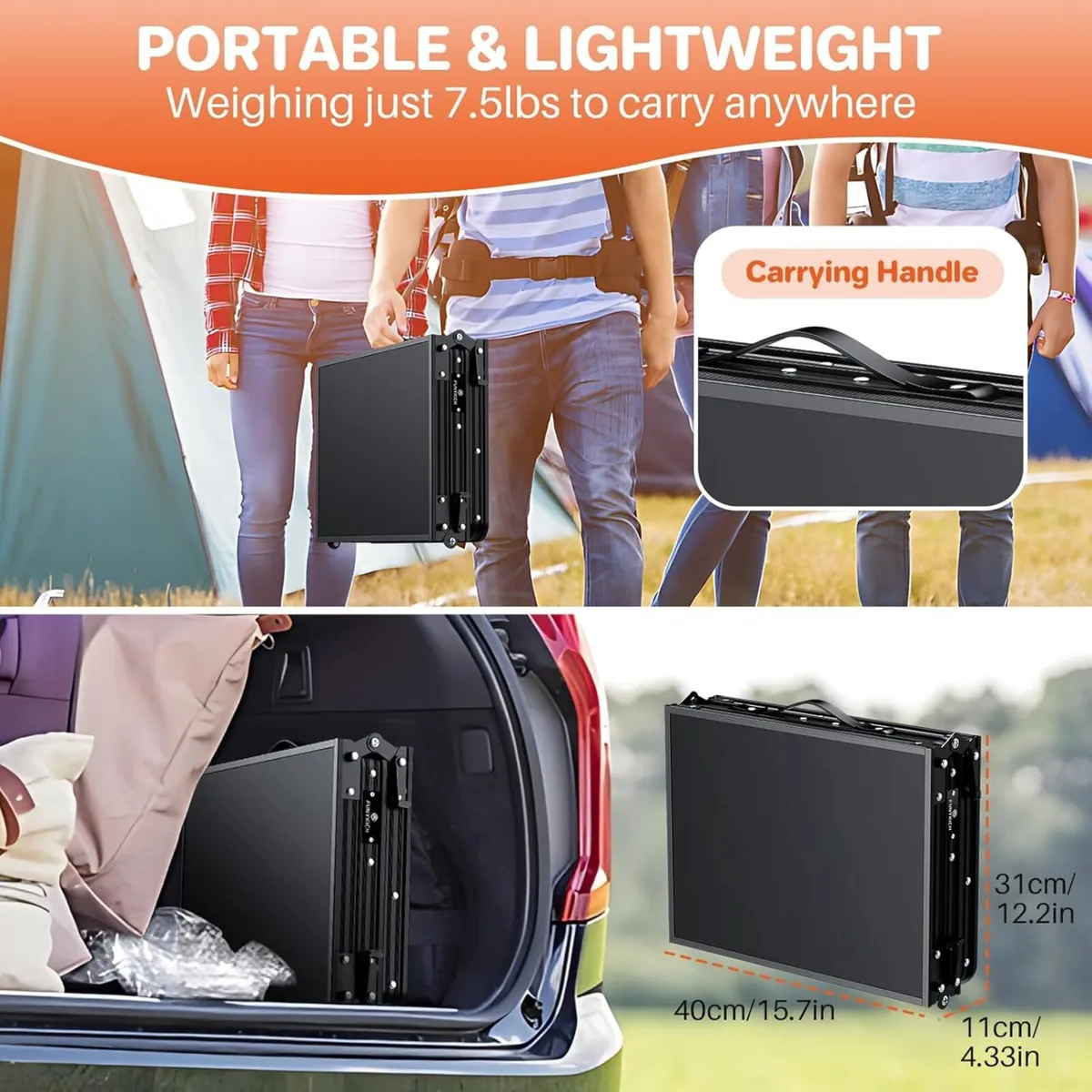 Camping Folding Table with Carrying Bag(90x40cm) - Image 4