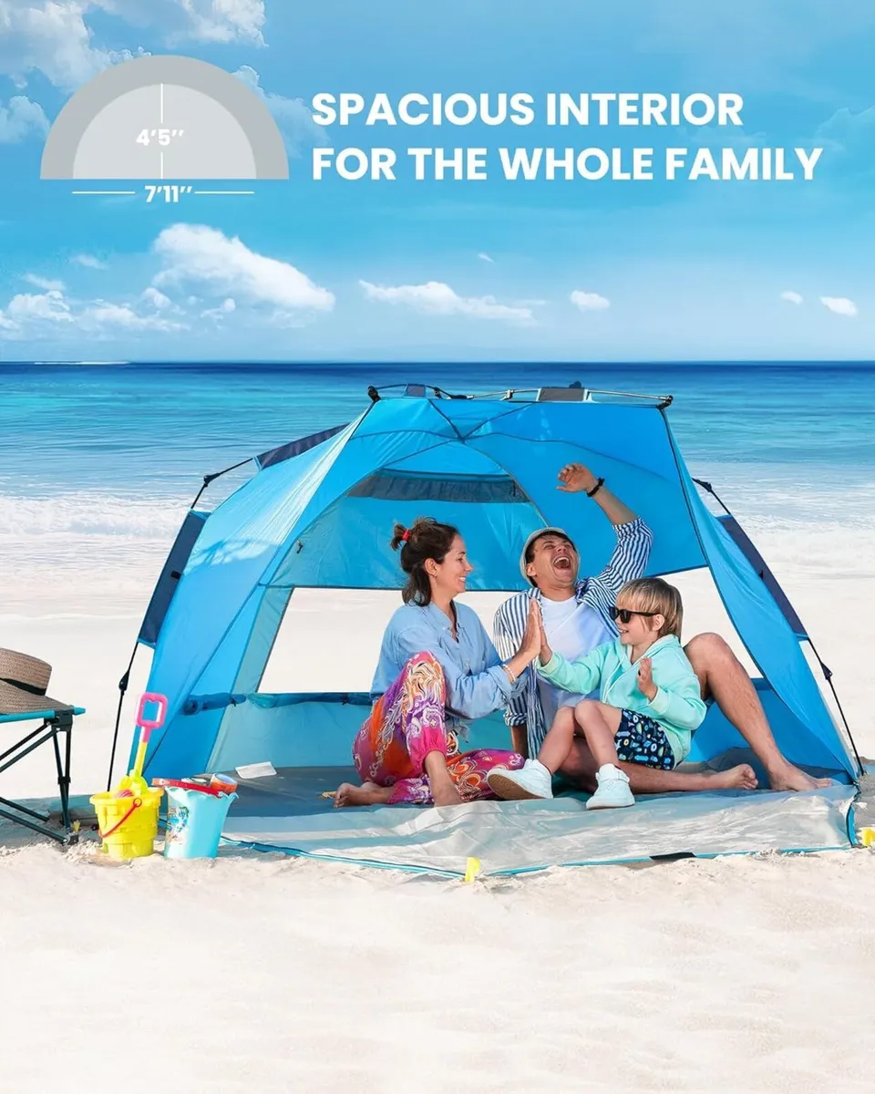 Pop Up 3-4 Person Beach Tent X-Large - Easy Setup - Image 4
