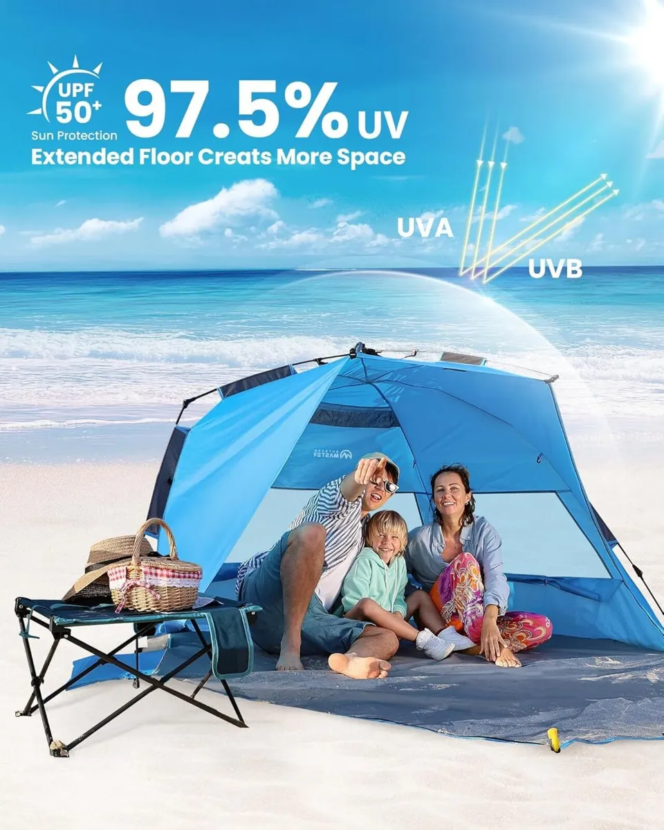 Pop Up 3-4 Person Beach Tent X-Large - Easy Setup - Image 2