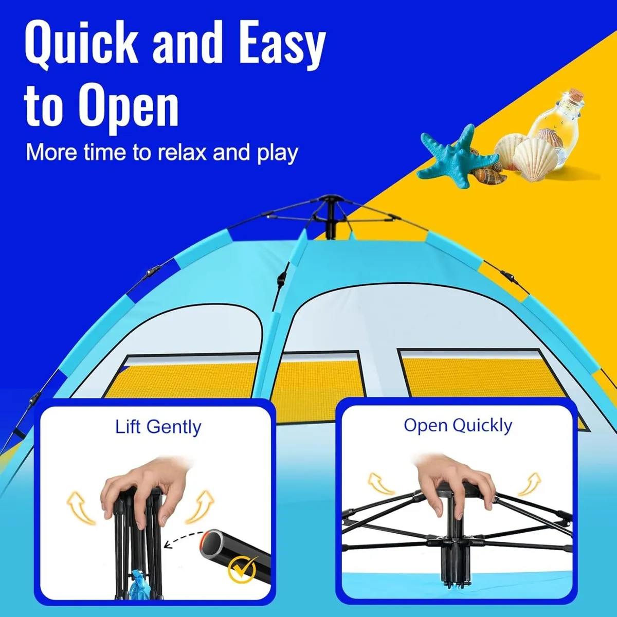 Beach Tent 2-4 Person Two Doors Large Pop Up - Image 3