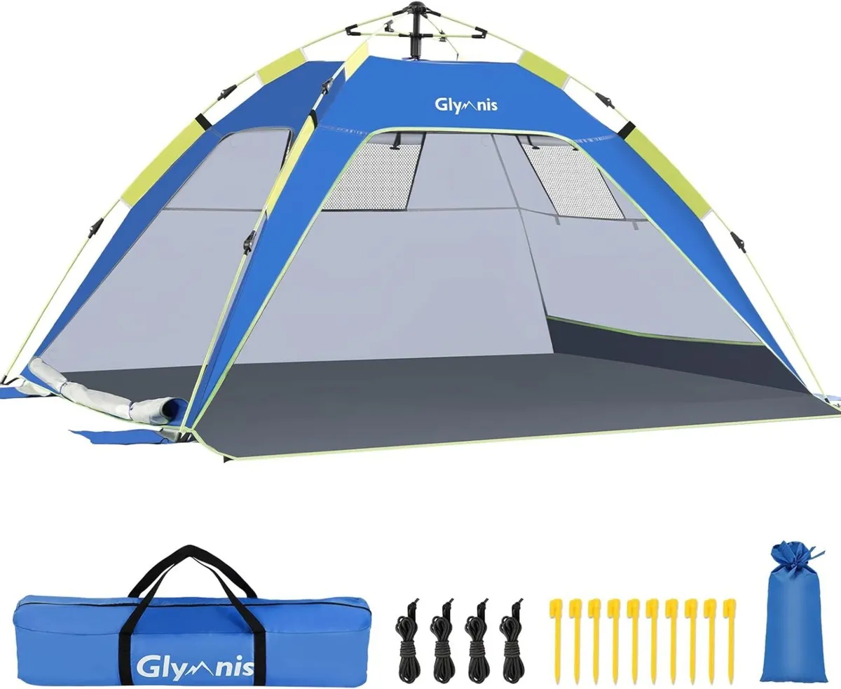 Pop Up Beach Tent 3-4 Person Instant Automatic UV - Image 1