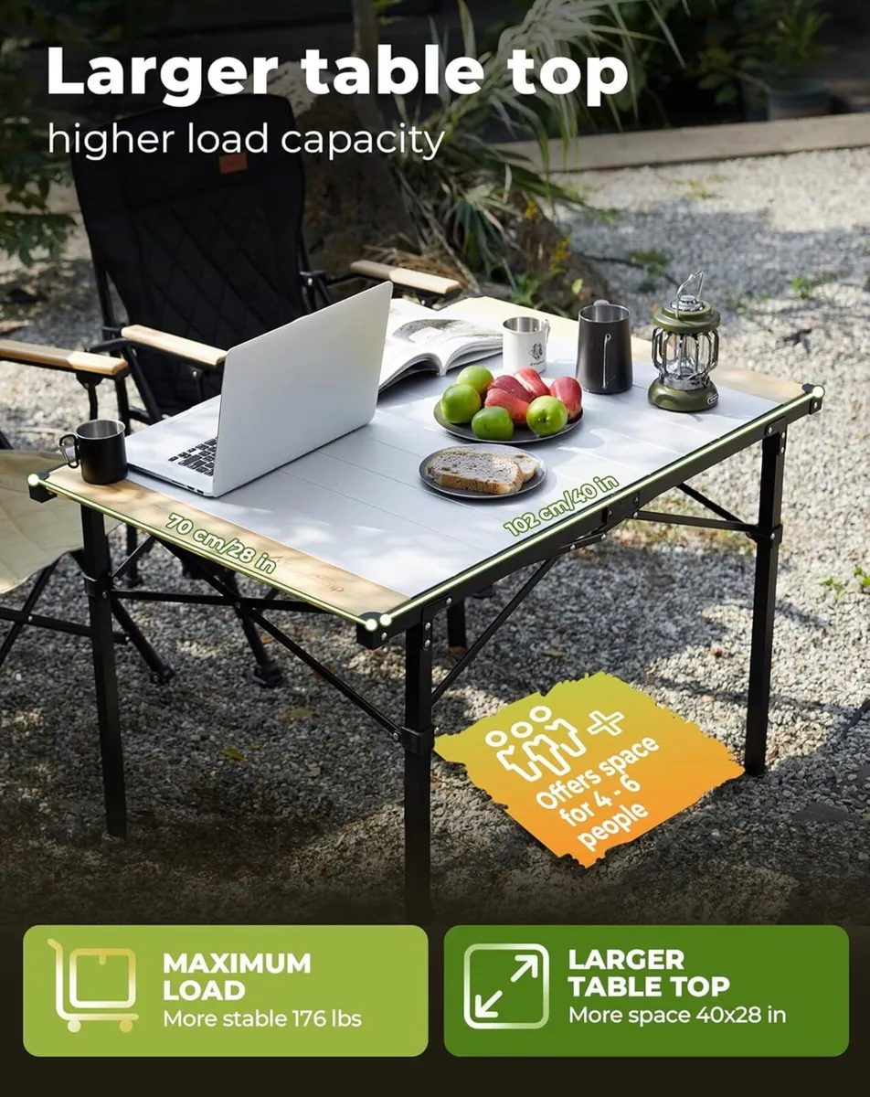 Folding Camping Table with Aluminum Frame Roll-Up - Image 3