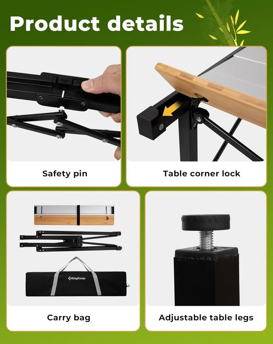 Folding Camping Table with Aluminum Frame Roll-Up - Image 4
