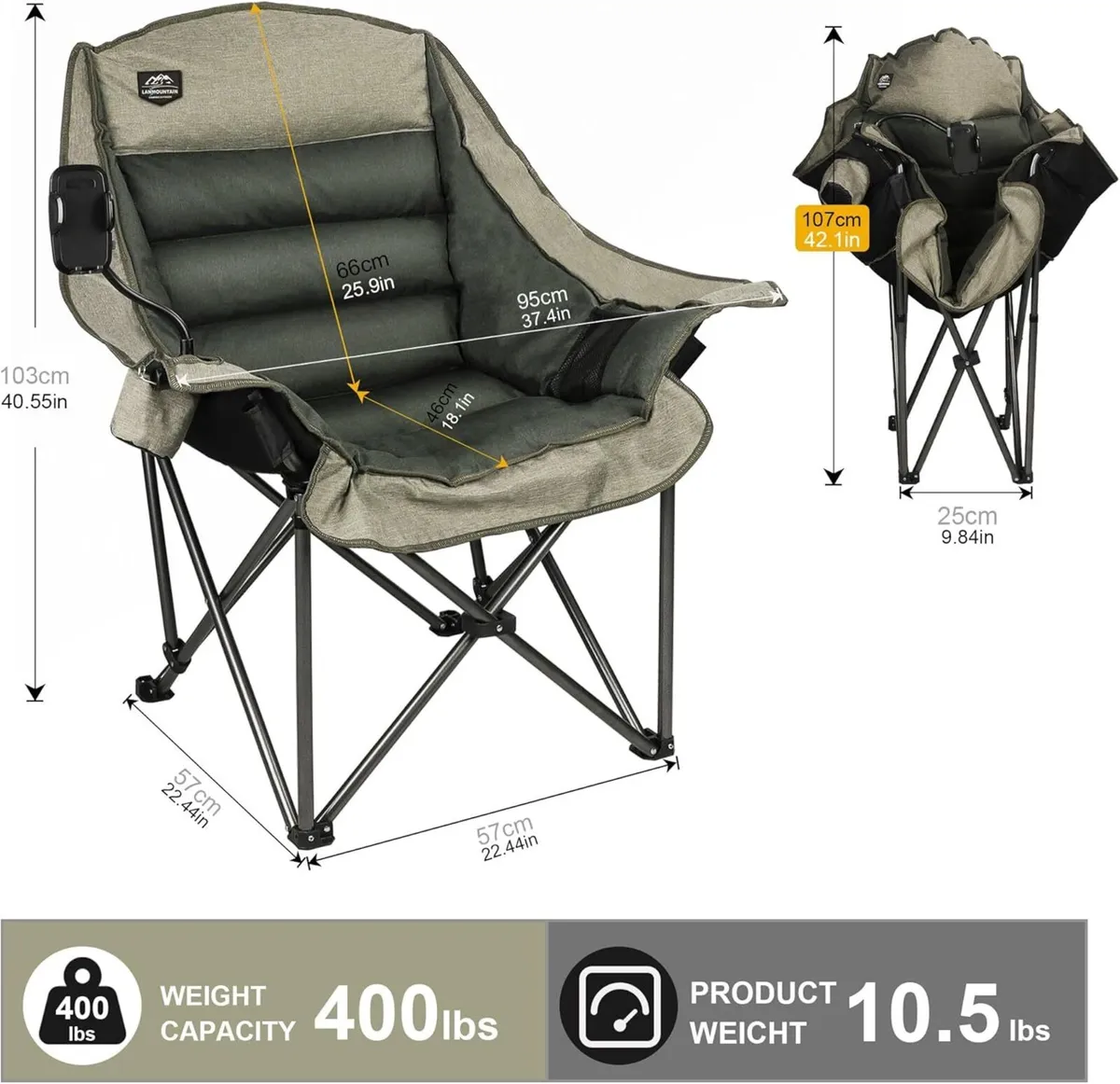 Oversized XL Folding Camping Chair Heavy-Duty - Image 3