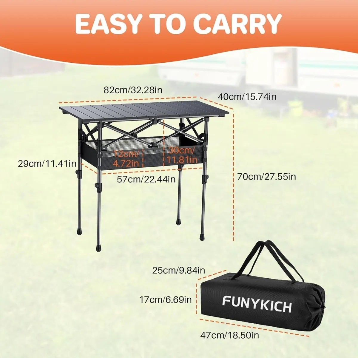Folding Camping Table(87x40cm) Aluminum Roll-up - Image 2
