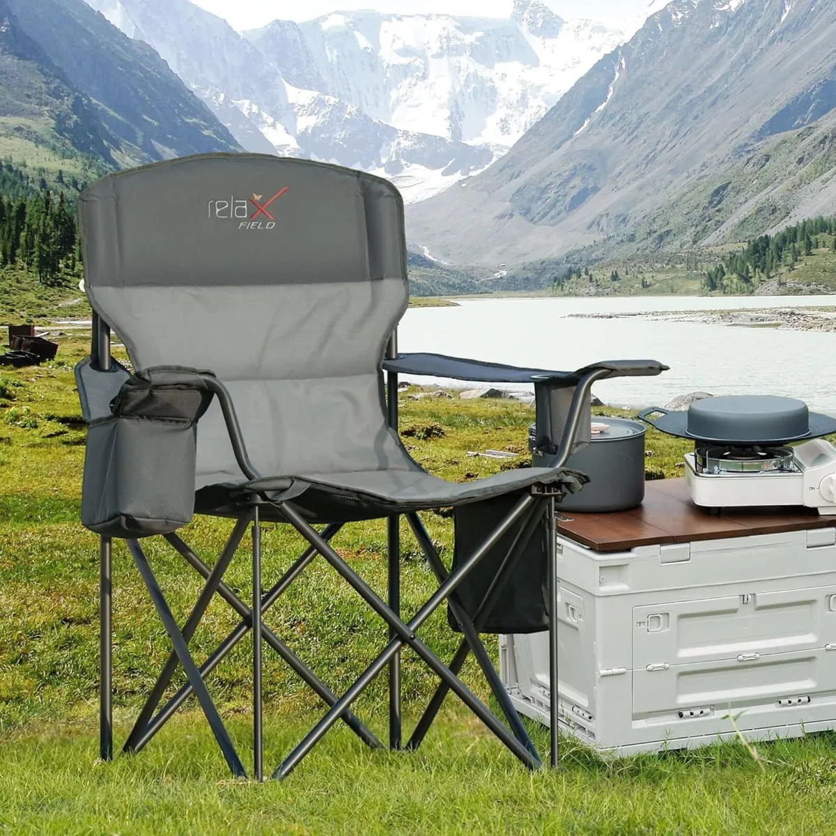 Set of 2 Oversized Camping Chairs for Adults - Image 2