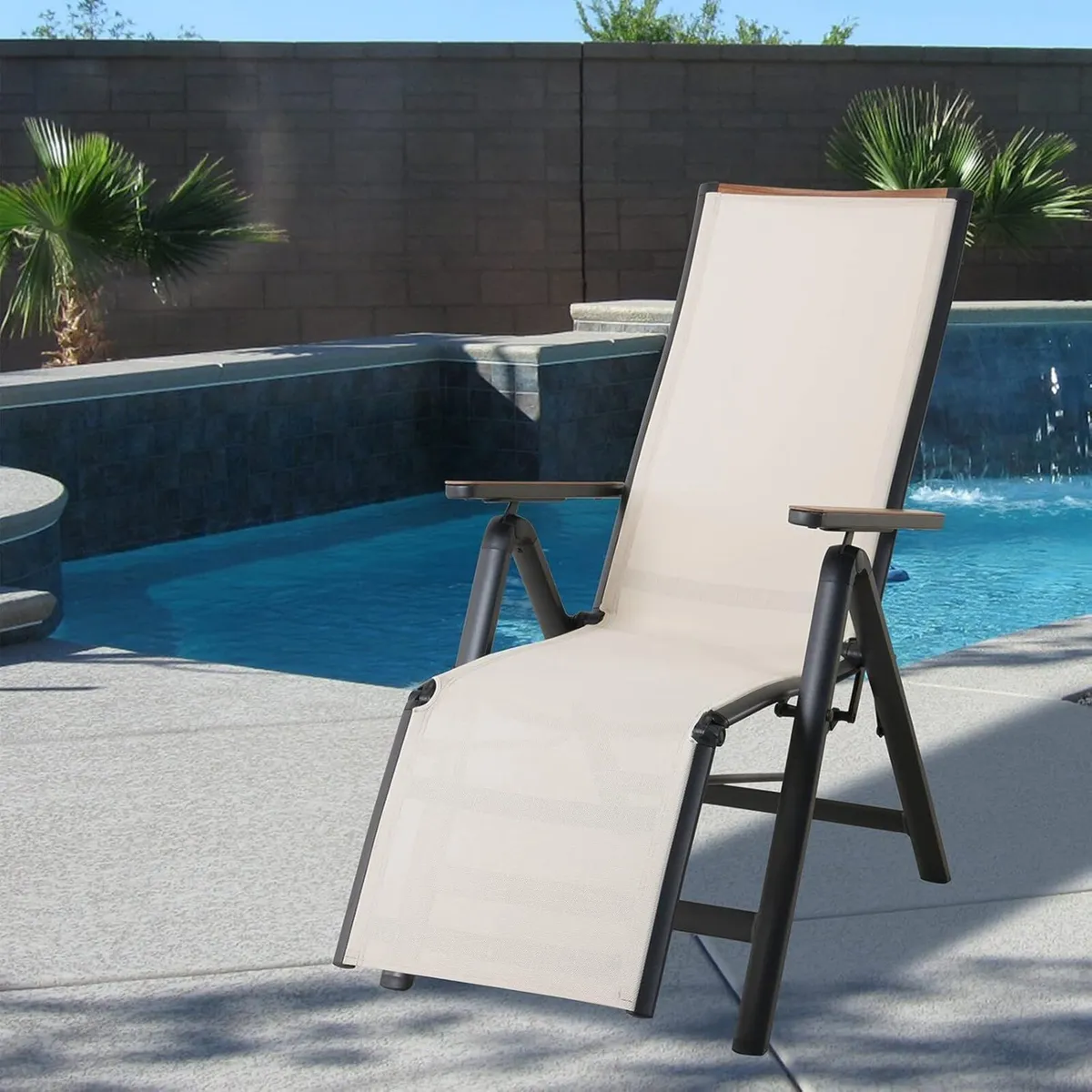 Foldable Sun Lounger Reclining Garden Chair - Image 2