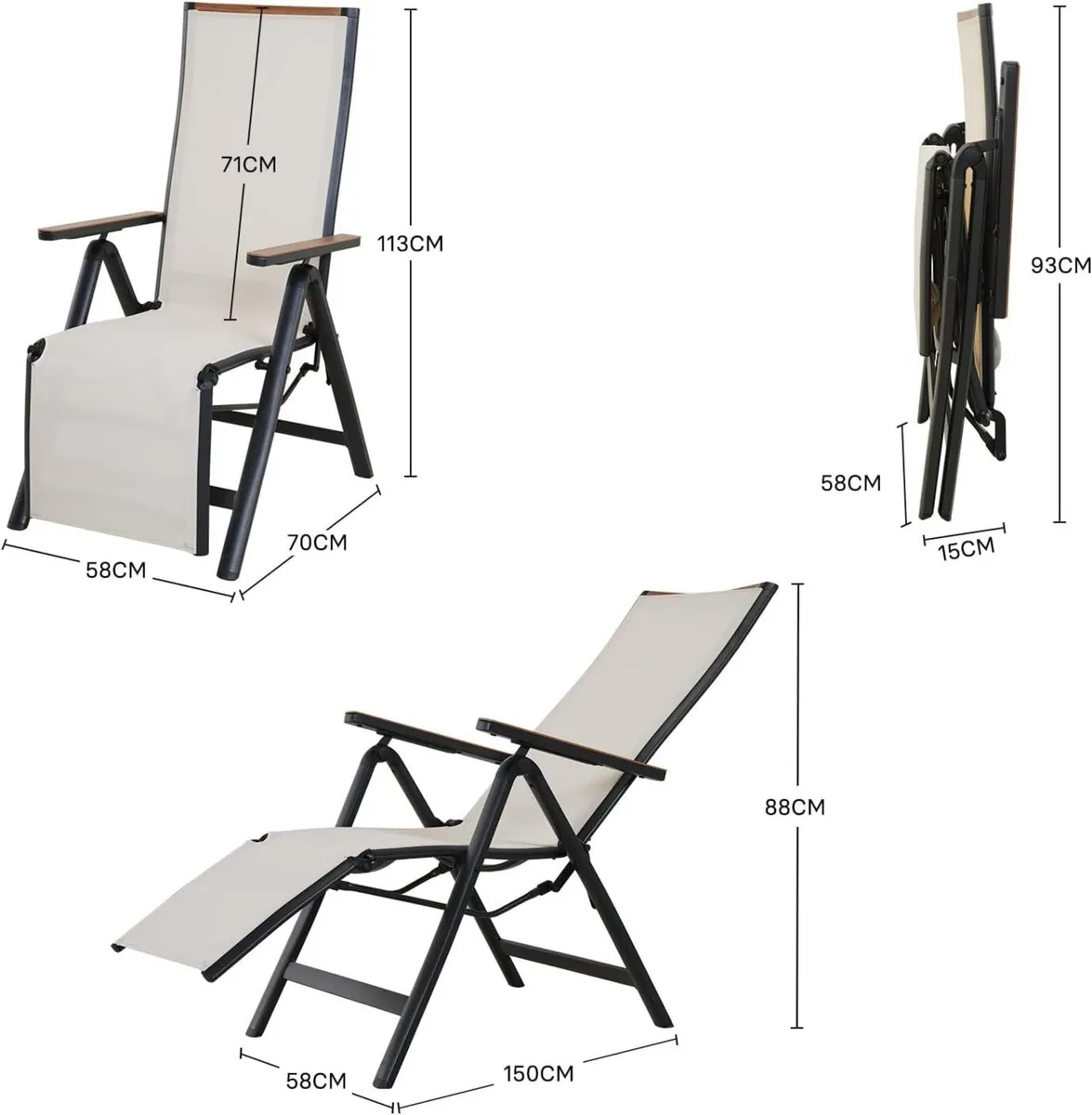 Foldable Sun Lounger Reclining Garden Chair - Image 3