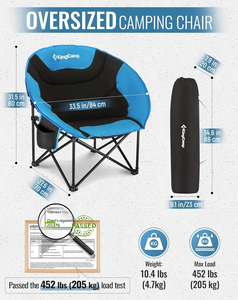 Moonchair Camping Chair Foldable Up to 150 kg - Image 3