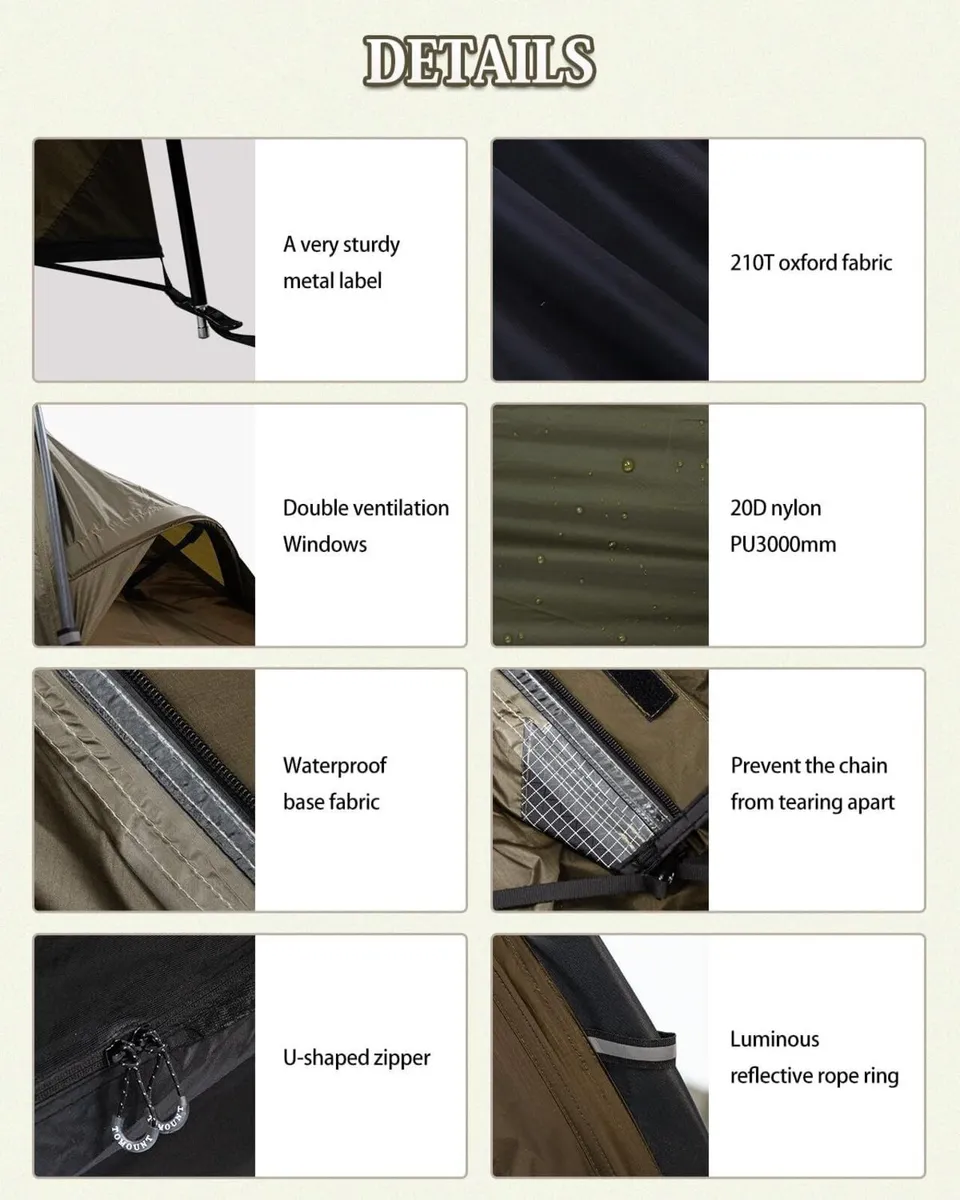 TOMOUNT Bivvy Tent Nylon Ultralight 1 Person - Image 4