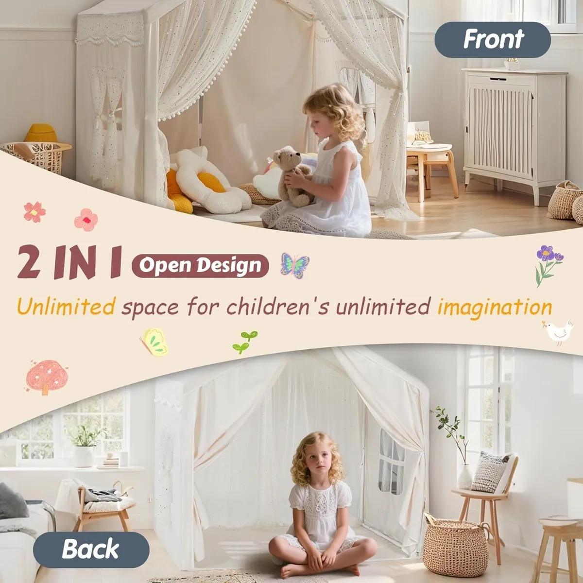 Kids Play Tent for Toddlers Age 3-12 Indoor - Image 2