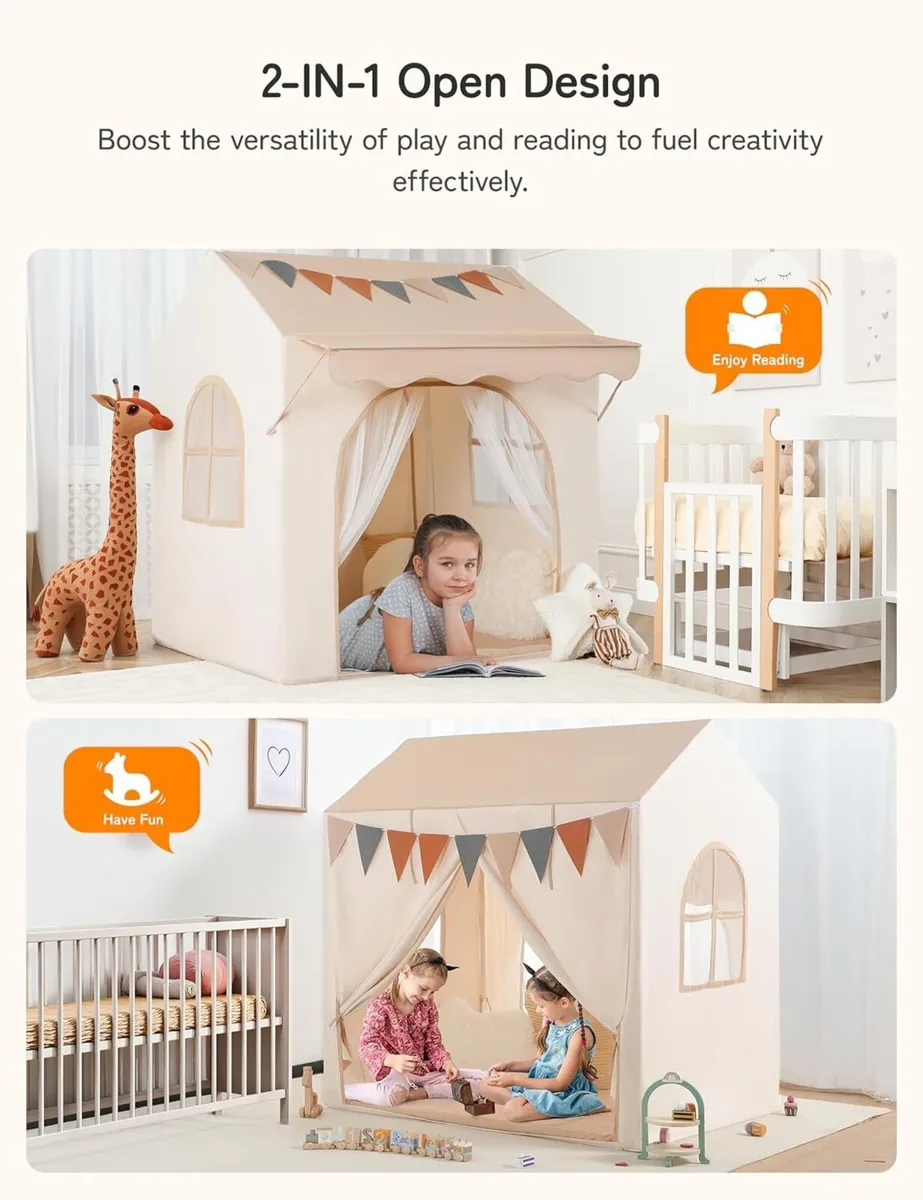 2-in-1 Kids Play House Tent for Girls Boys – - Image 3