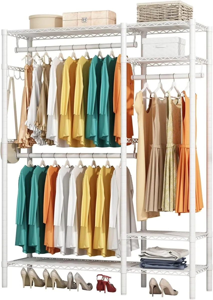 Heavy Duty Clothes Rail Rack Metal Garment with 3 - Image 1