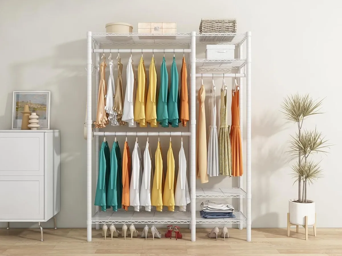 Heavy Duty Clothes Rail Rack Metal Garment with 3 - Image 2