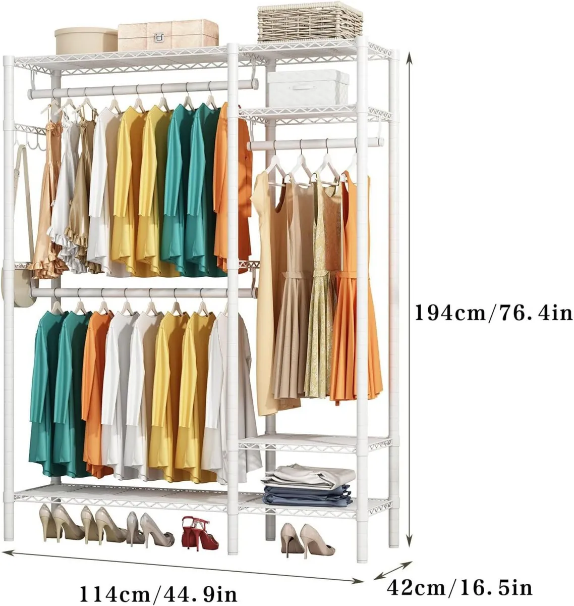 Heavy Duty Clothes Rail Rack Metal Garment with 3 - Image 3