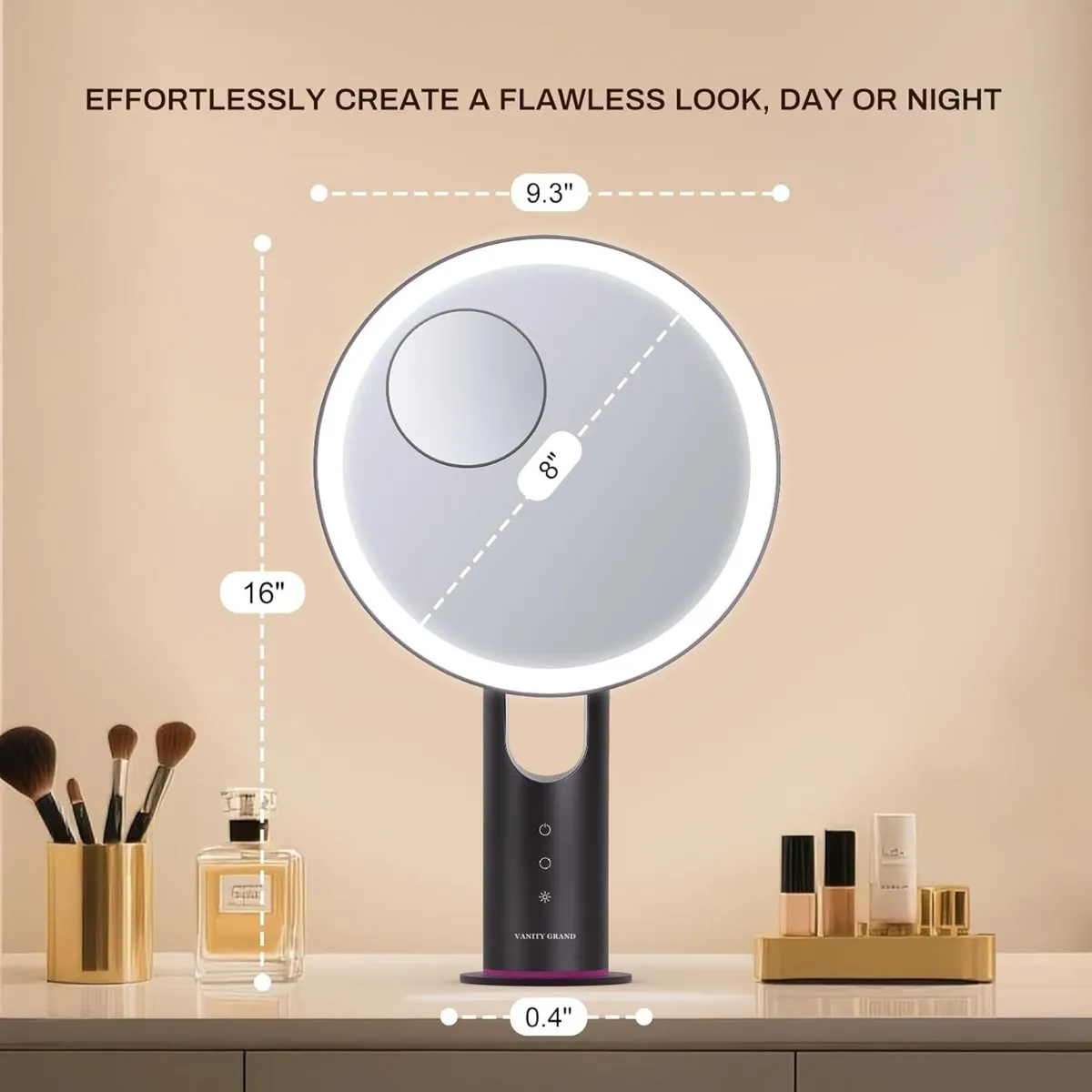 LED Makeup Mirror 3 Colour Lighting with 5X - Image 2