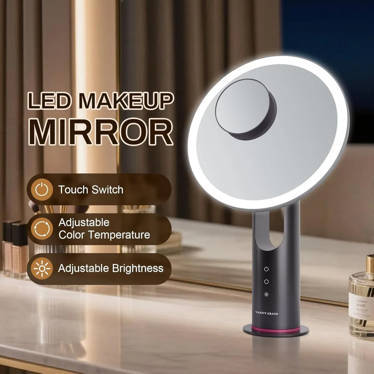 LED Makeup Mirror 3 Colour Lighting with 5X - Image 3