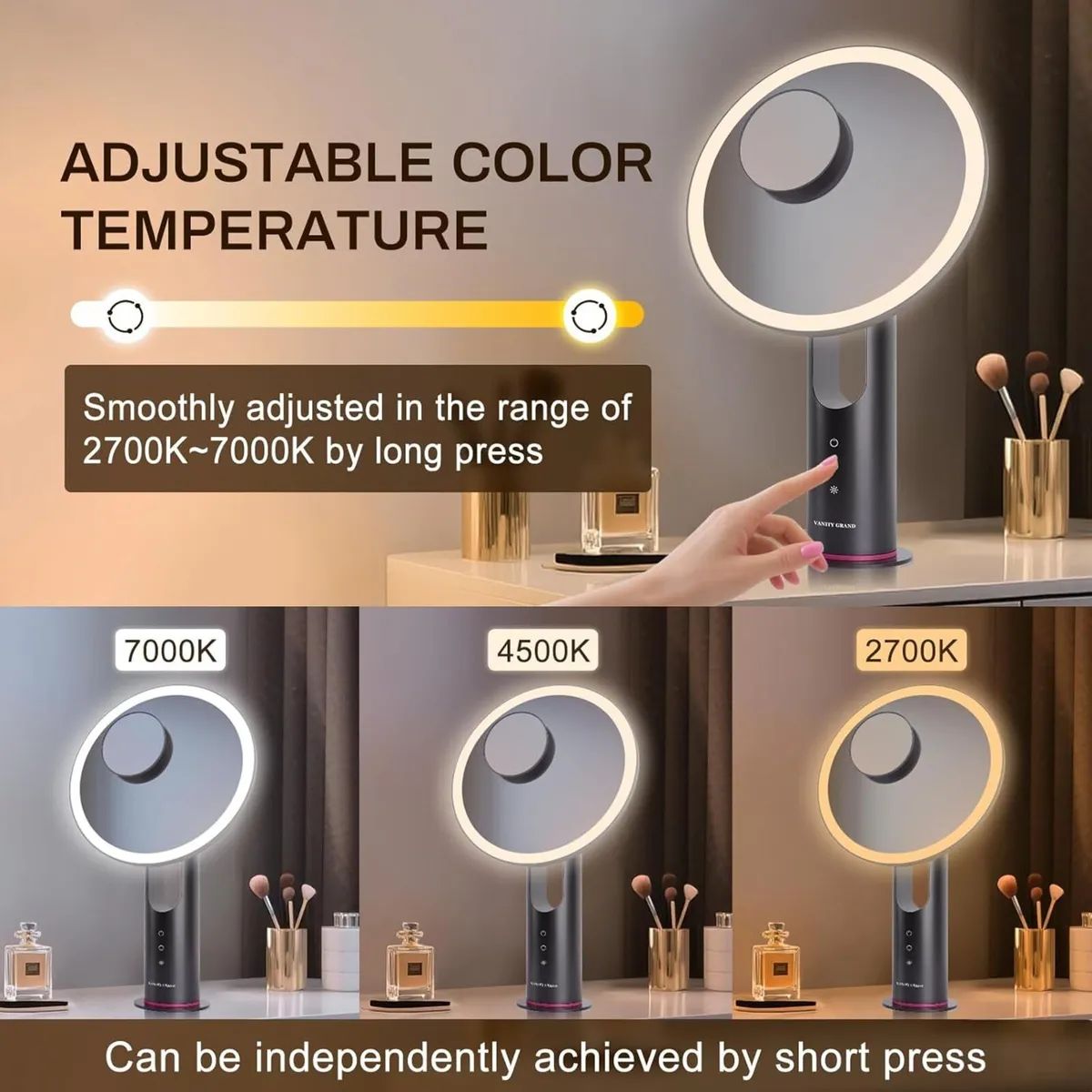 LED Makeup Mirror 3 Colour Lighting with 5X - Image 4