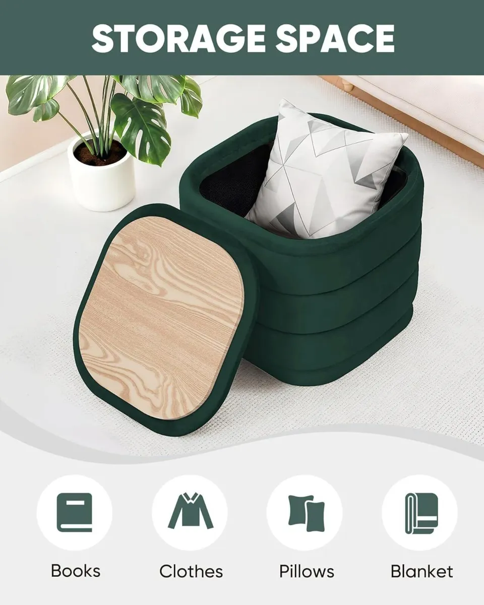 Storage Ottoman Cube Folding Foot Rest with - Image 4