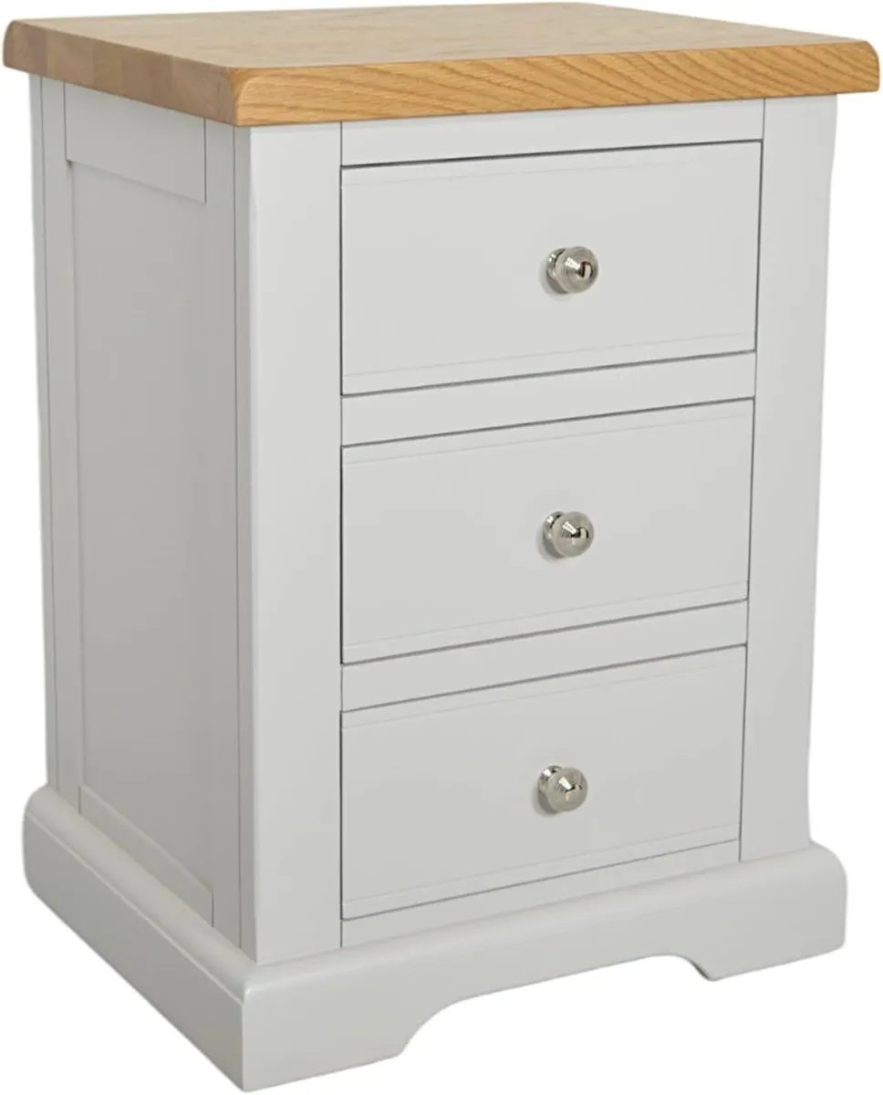 urniture XL Painted Grey Bedside Table Nightstand - Image 3