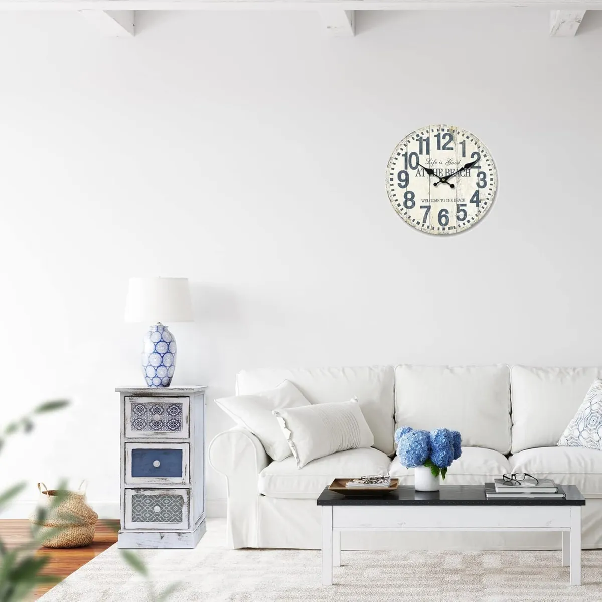 Chest of Drawers Bedside Table 3 Wood White Gray - Image 2