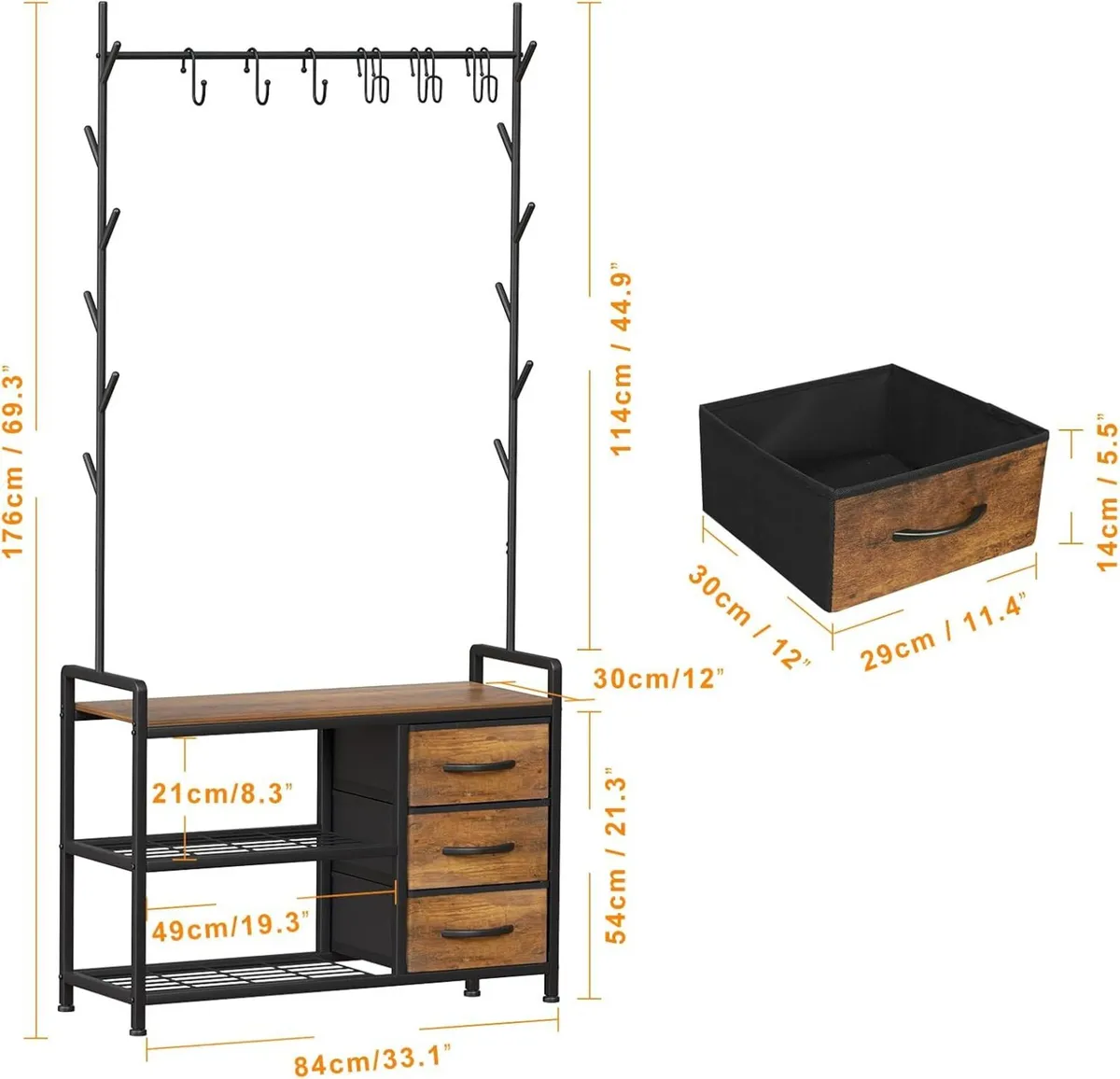 Hallway Coat Stand Industrial Rack free standing - Image 3