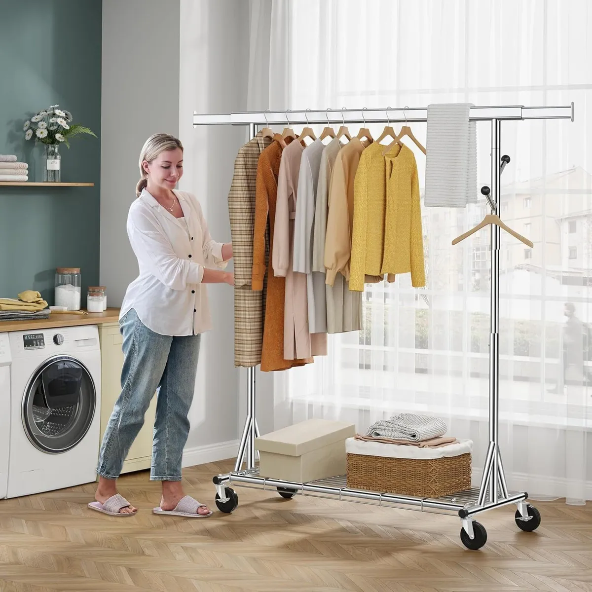 Heavy Duty Clothes Rack Load 530 lbs Metal - Image 2