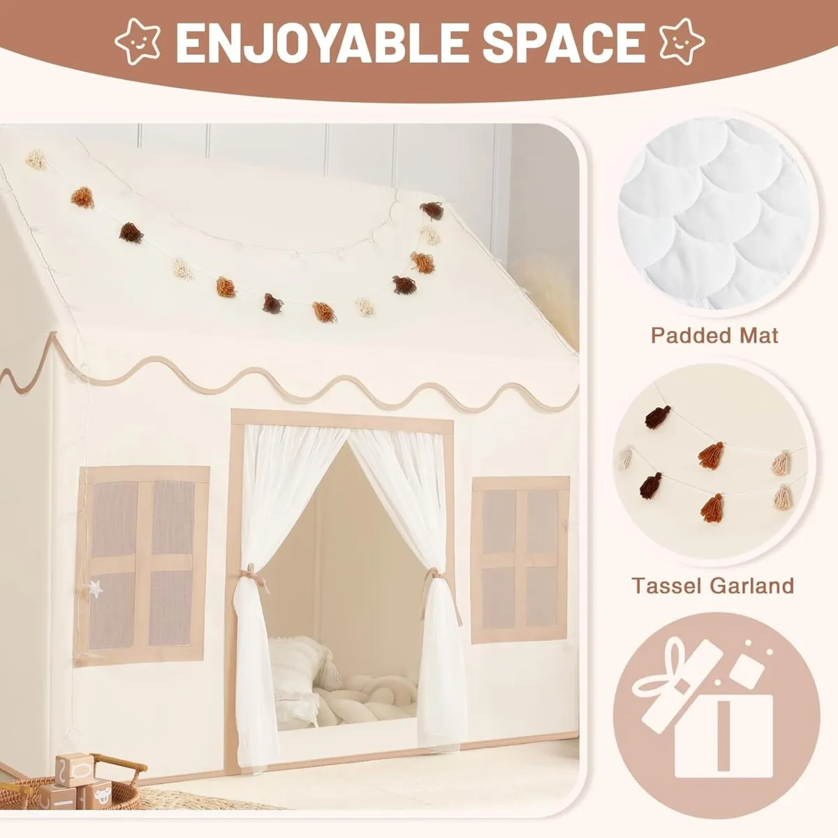 Kids Play Tents Indoor: Princess with Padded Mat - Image 3