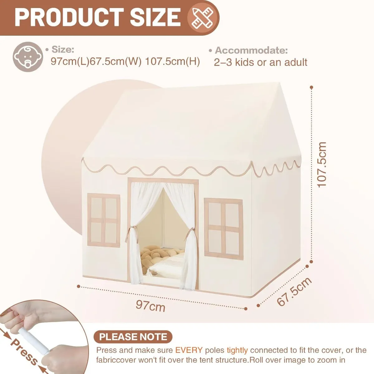 Kids Play Tents Indoor: Princess with Padded Mat - Image 2