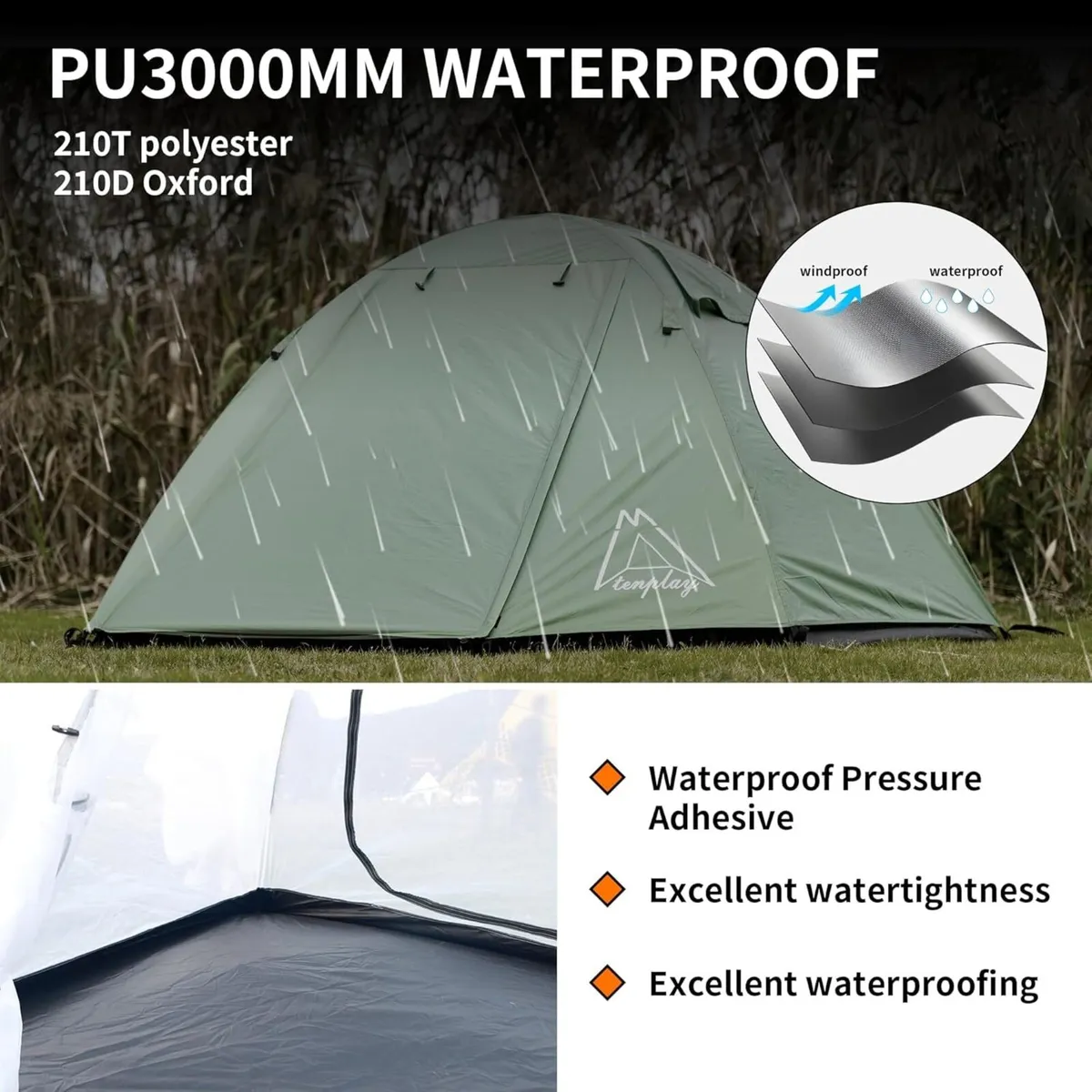 TENPLAY 2 Person Camping Tent Lightweight 2.5KG - Image 3