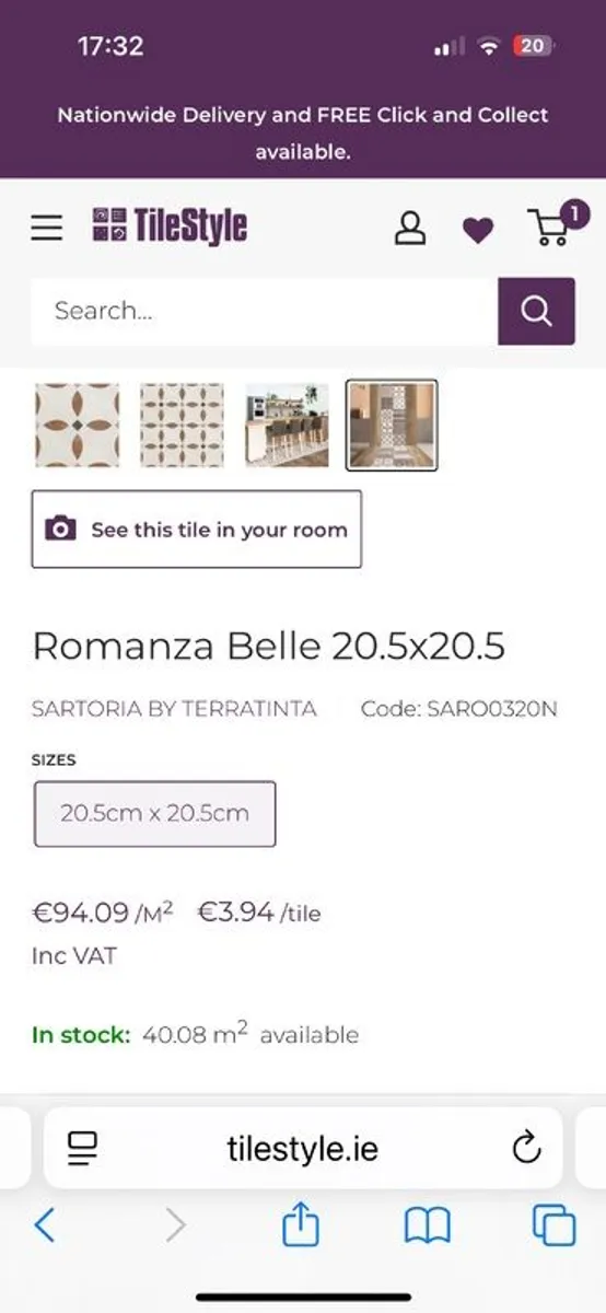 Floor or Wall Tiles New - Romanza Belle 20.5x20.5 - Image 1