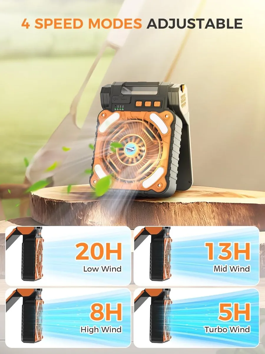 Camping Fan Portable Solar Tent with Light USB - Image 3