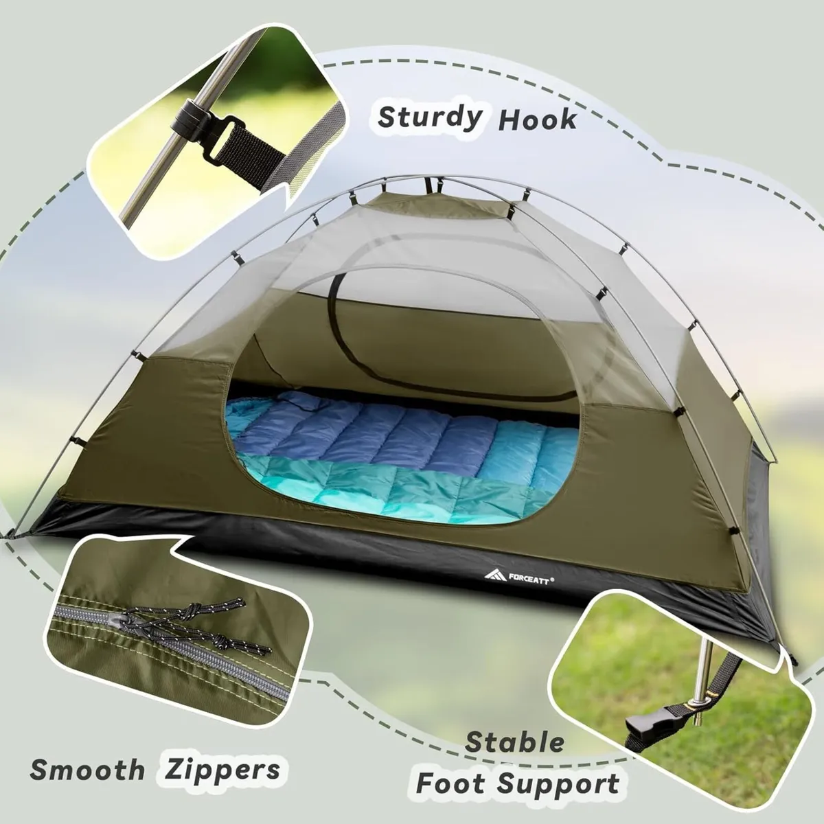 Tent 2-4 Man for Camping Easy Setup Lightweight - Image 4