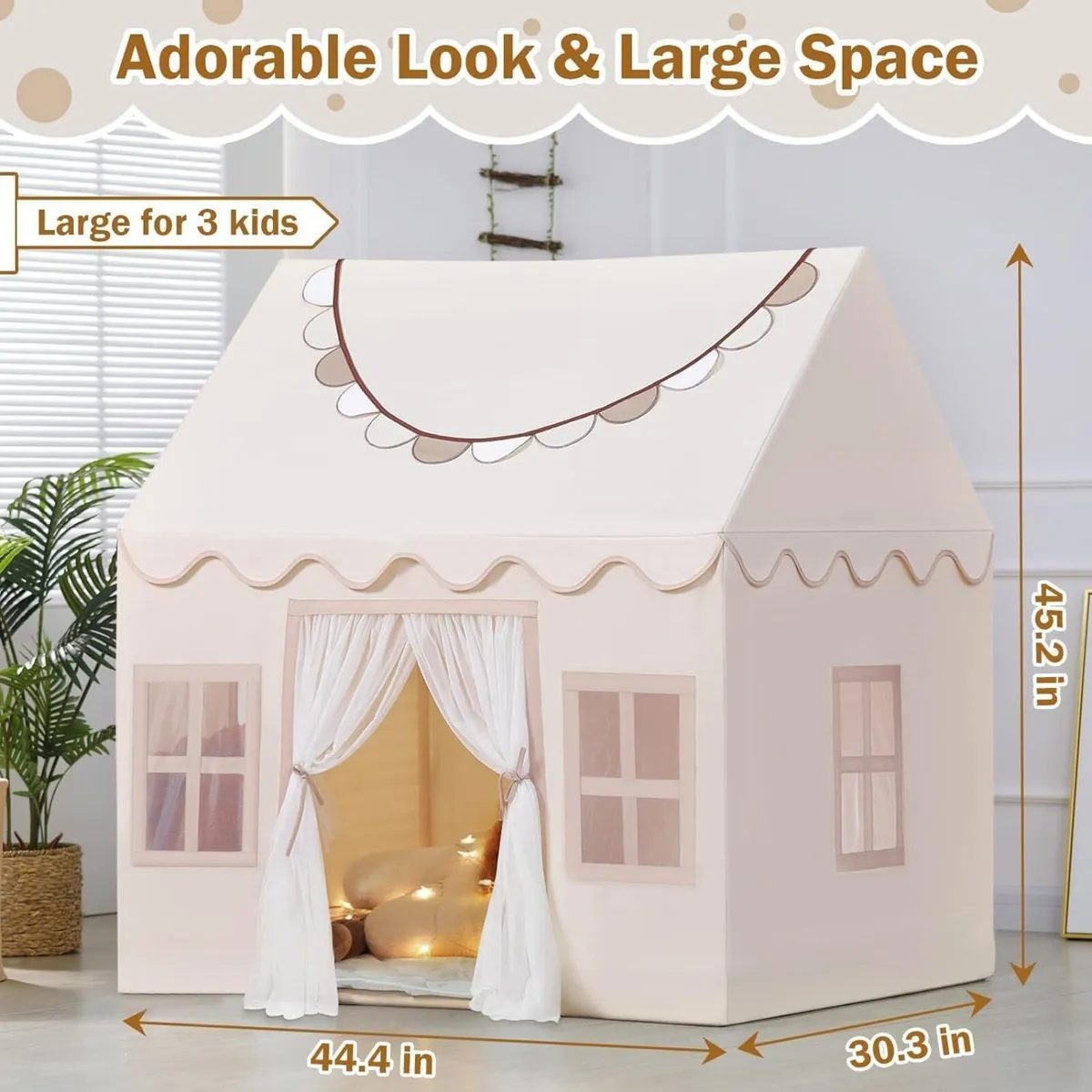 Play Tent with Lights Cloth Banners- Kids Indoor - Image 2