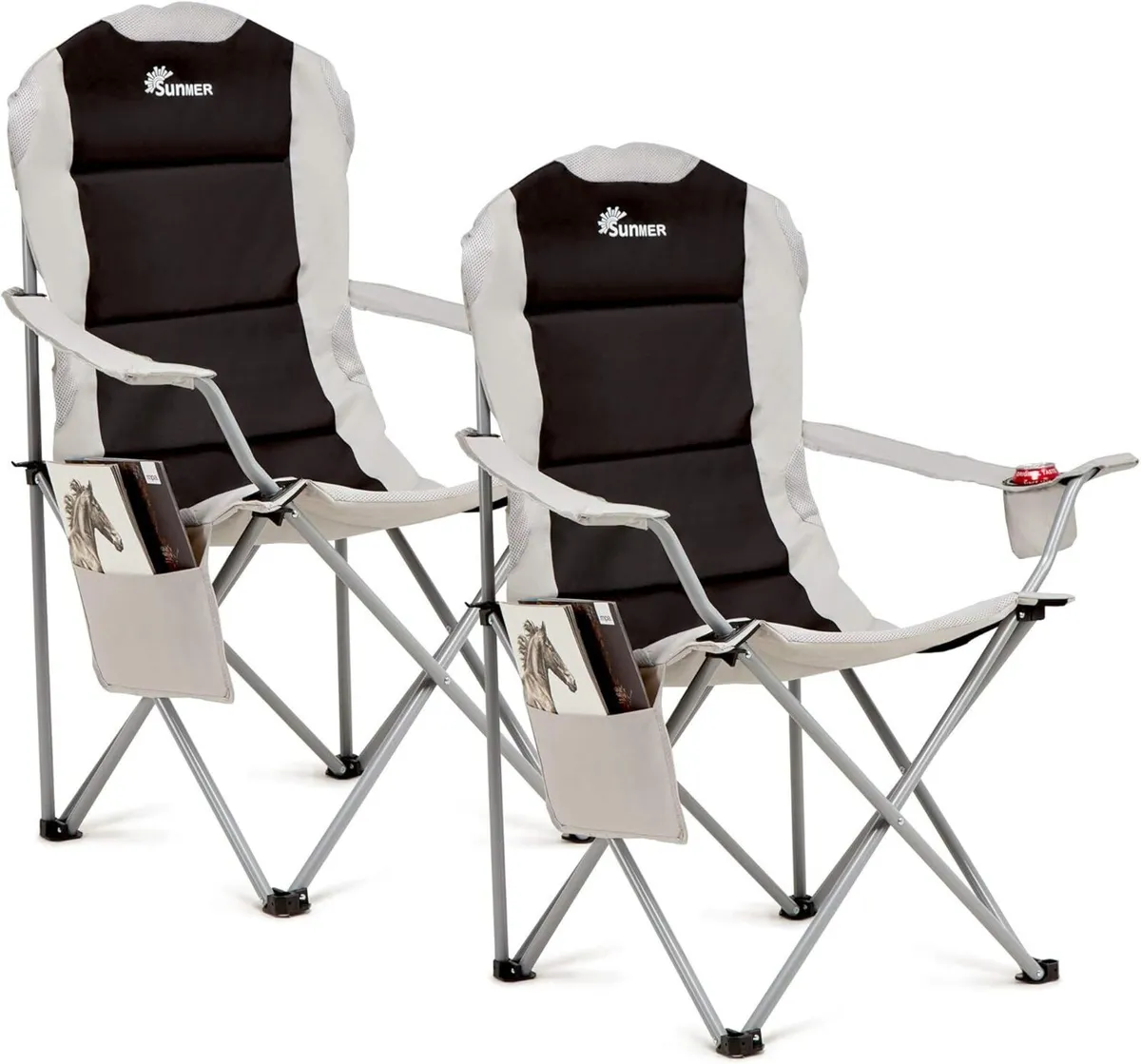 Padded Camping Chairs - Set of 2 Deluxe Folding - Image 1