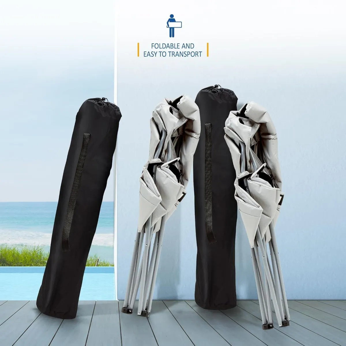 Padded Camping Chairs - Set of 2 Deluxe Folding - Image 4