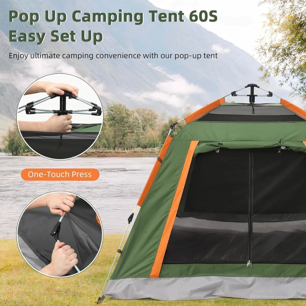 Pop Up Tent Automatic Camping Waterproof Glow-in-t - Image 2