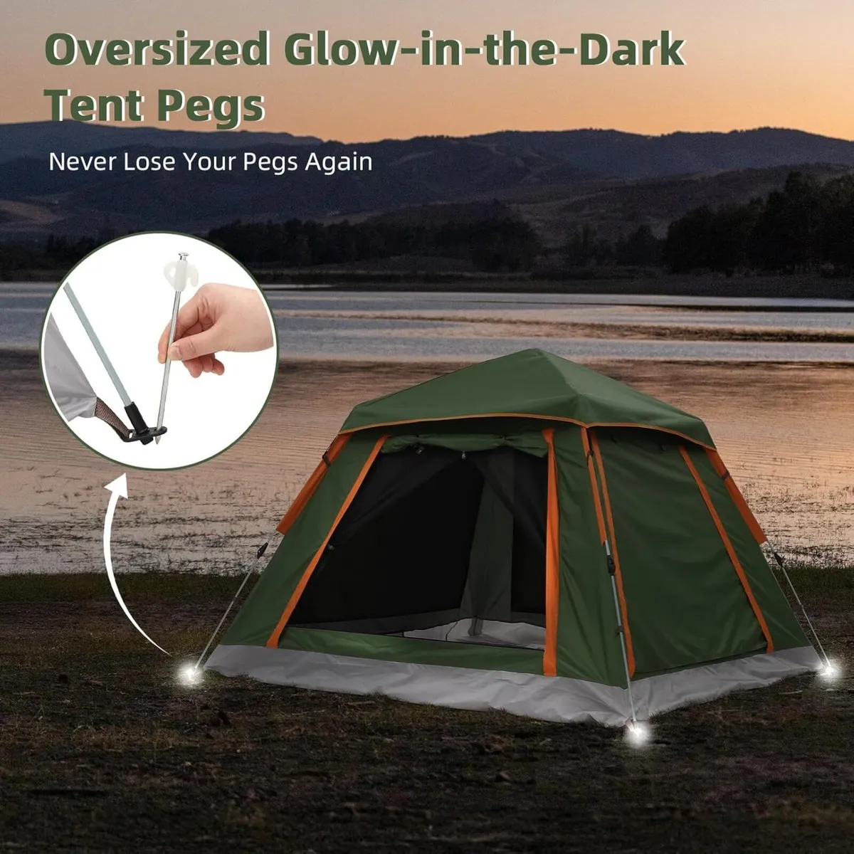 Pop Up Tent Automatic Camping Waterproof Glow-in-t - Image 3