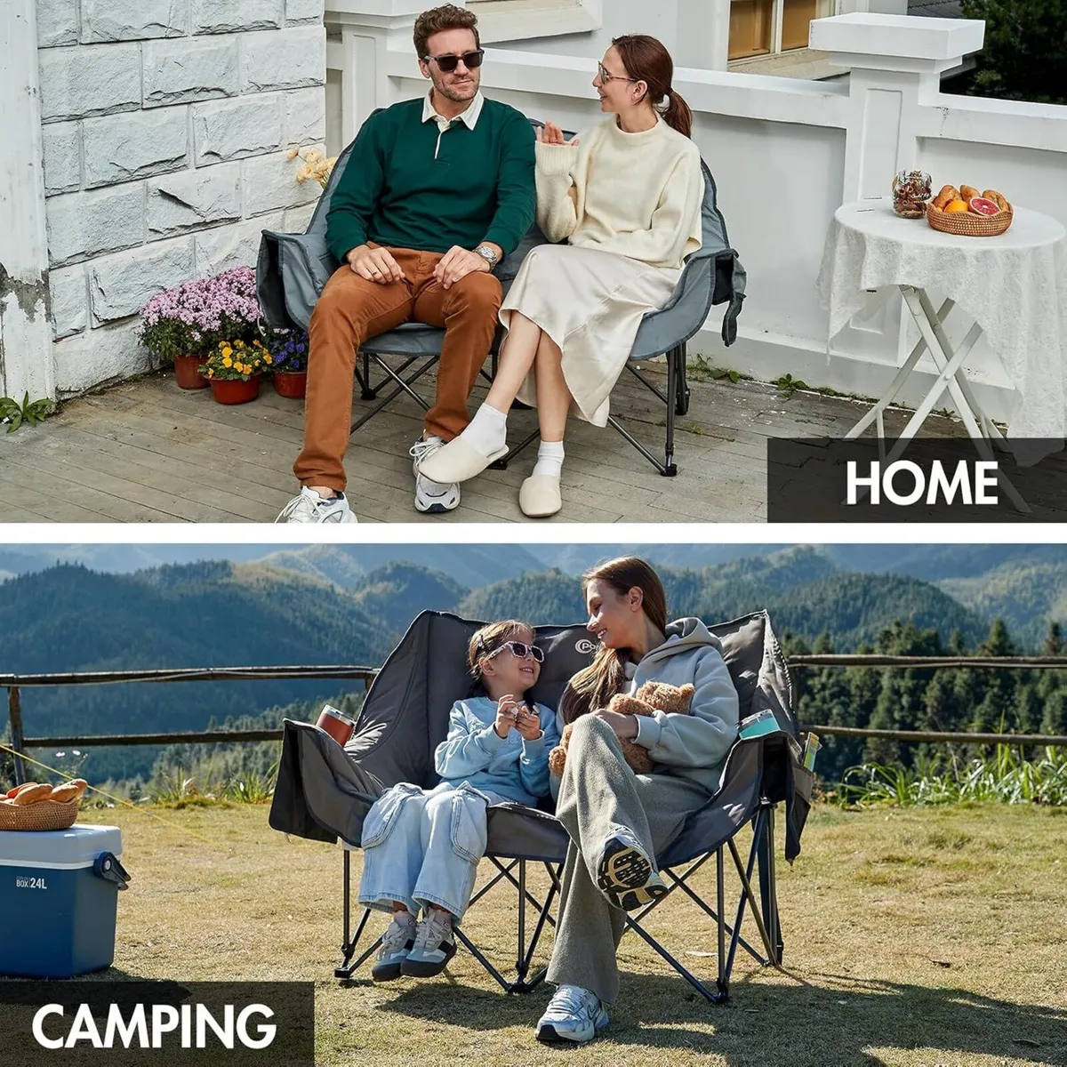 Double Padded Folding Camping Sofa for Adults - - Image 4