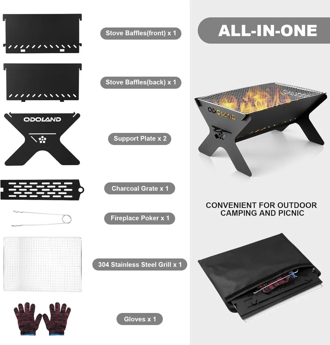 Camping Fire Pit Portable for 2 in 1 Wood Burning - Image 4