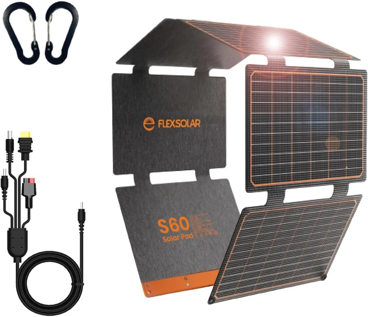 60W Solar Panel Foldable Portable Charger with - Image 1