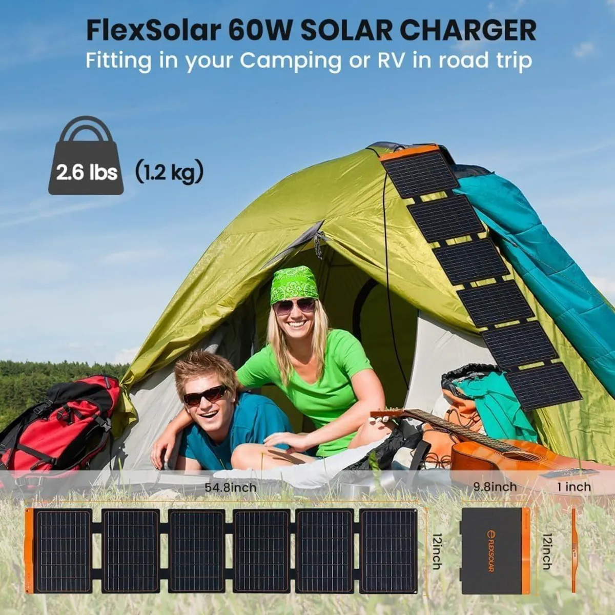 60W Solar Panel Foldable Portable Charger with - Image 2