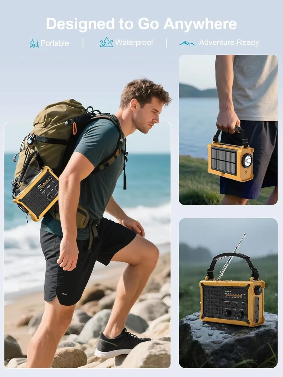 FM/AM Wind up Radio Solar Emergency Survival with - Image 3